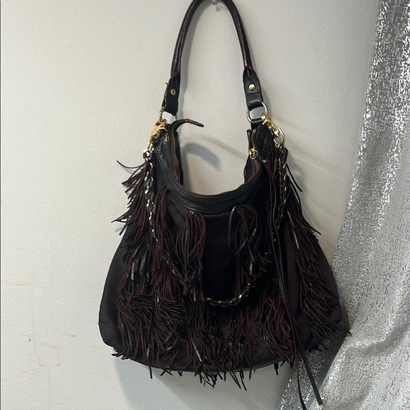 Mzwallace Fringe Leather Shoulder Bag - Brown - Picture 3 of 12